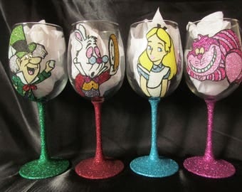 Alice in Wonderland Glitter Glasses