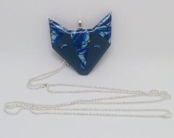 Fox pendant necklace geometric stained glass