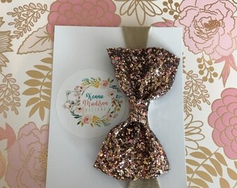 Rosegold Glitter Bow Headband