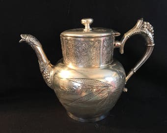 Vintage Victorian ornate triple plated silver teapot