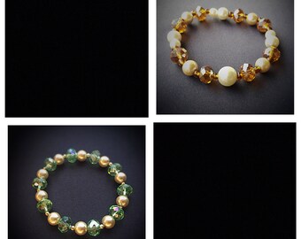 Elegant Crystal w/ Pearls Stretch Woman's Bracelet