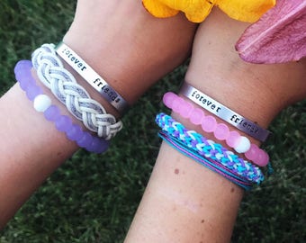 Hand Stamped Personalized Cuff Bracelet, Stamped Custom Bar Bracelet