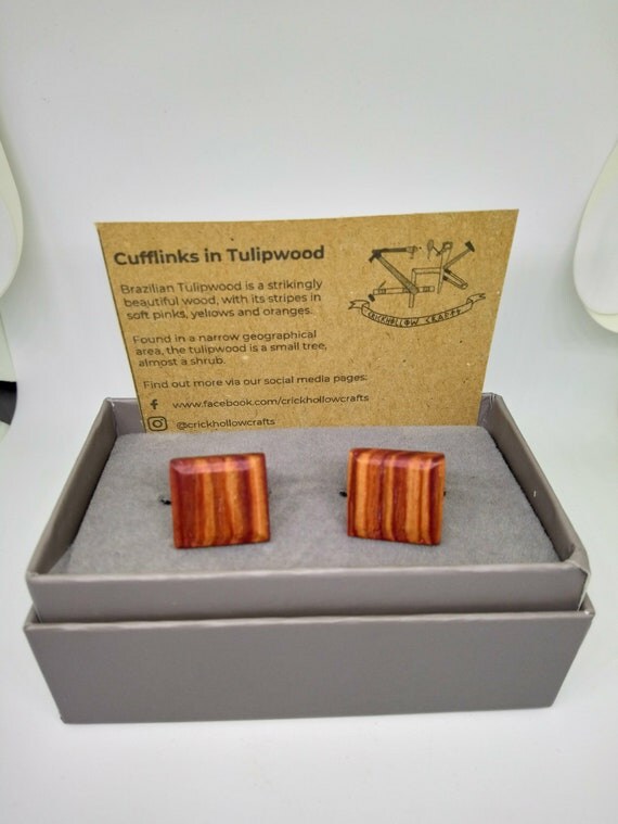 Tulipwood Cufflinks- handcrafted jewellery by Crickhollow Crafts - bespoke by nature