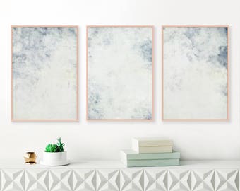 Blue Abstract Art, Set of Three Pale Blue Art Prints, 3 Large Blue Abstract Paintings, Printable Modern Art, Original Art, Extra Large Art