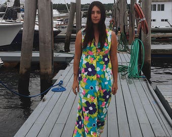 1970s Floral Maxi Dress