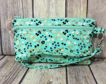 Royalty Wristlet/Clutch/Pouch/Wallet with card slots and removable strap