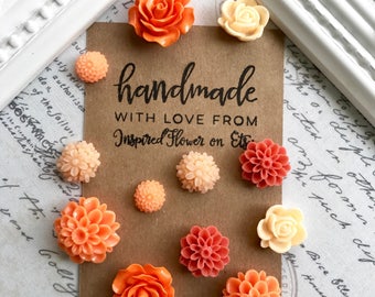 Orange Flower Magnets, Decorative Magnets, Floral, Kitchen Fridge Magnets, Home Office, Magnet Board