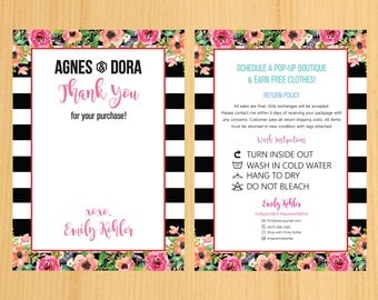 PRINTABLE Agnes and Dora Wash, Thank You Care Card, Fashion Retailer, Return/Care/Policy, Post Card, Instruction Return 01 | TY_07
