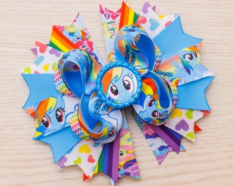 Rainbow Dash Bow - My Little Pony Party - Rainbow Little Pony Birthday - Little Pony Favors - My Little Pony Shirts - Rainbow Dash Dress