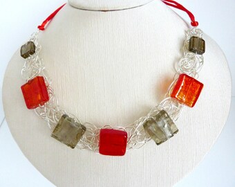 Red and grey necklace