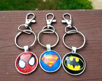 SALE!!! Superhero Keychain; superman Keychain; Batman Keychain; spiderman Keychain