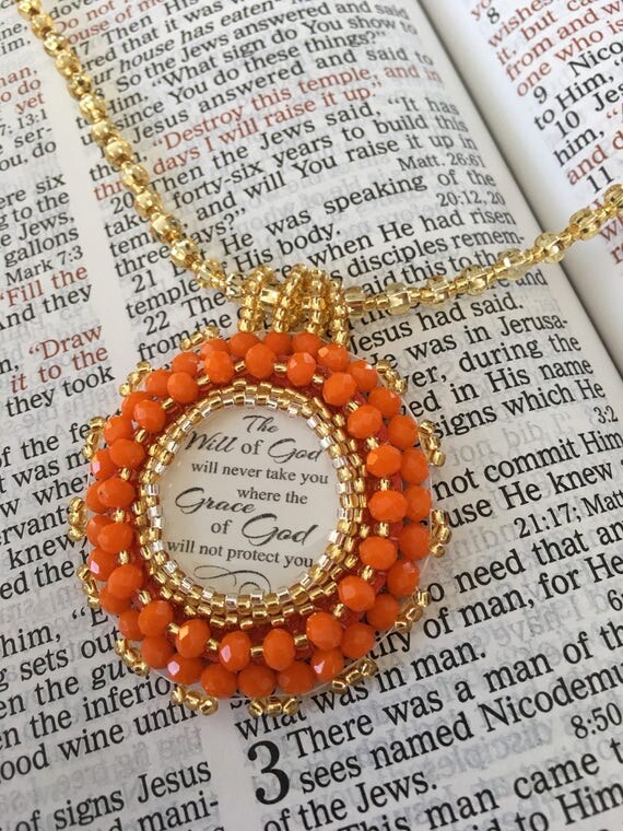 Bead embroidery necklace. religious. Necklace Christian.