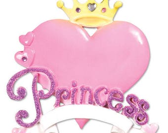 Princess Heart Girl Personalized Christmas Tree Ornament