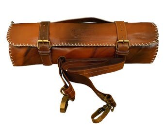 Free Shipping/Leather Chef gear/Leather Chef Knife Bag with Leather Strap/Chef knife roll