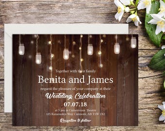 Printed Rustic Wedding Invitation, Rustic Wedding Invitation, Rustic Wedding, Country wedding, Printable Wedding, Printed Wedding invitation