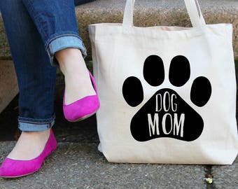 Dog Mom Canvas Tote Bag