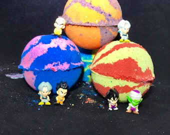 Five 5.0 ounce Inspired Dragon Ball Z Birthday Party Favor Set with Toy Surprised; All Natural Vegan, Homemade with Texas Size Love