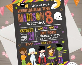 Halloween Birthday Invitation Kids Halloween Invitation Girl or Boy Halloween Invite Halloween Party Printables Costume Party Invitation,