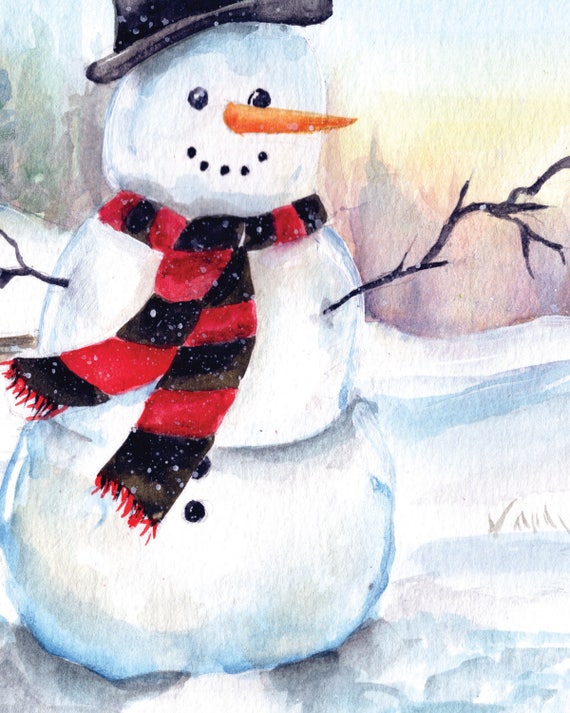 Snowman painting, Watercolor inspiration, Watercolor paintings