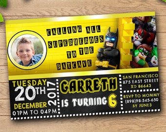 Lego Batman Birthday Invitation/Lego Batman Berthday Invite/Lego batman Invitations/Lego Batman Birthday Party/Batman Lego Invitation/Batman