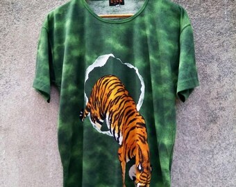 Vintage Rare! EVEX BY KRIZIA Tiger Sukajan Embroidery T-Shirt