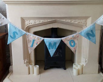 Personalised Beatrix Potter Peter Rabbit Fabric Bunting Boys Girls (per letter)