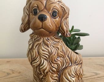 Large Ceramic Dog Planter- Vintage Succulent Planter-Cocker Spaniel Planter-Animal Planter
