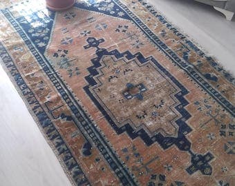 Oushak Rug Area Rug Turkish Rug Vintage Rug, Original Pale Copper Colors floor carpet, Berber Rug,Handmade Carpet,,4x7ft,Rugs,