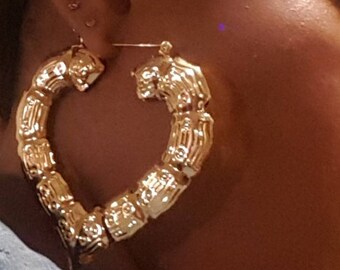 Vintage Gold Bamboo Hoop Earrings Vintage Gold Bamboo Hoop Earrings