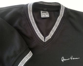 1980s Versace Men's Shirt Gianni Versace T-shirt Black White Size Medium