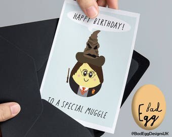 Harry Potter Birthday Card by BadEgg "GRYFFINDOR!" - Harry Potter Sorting Hat Inspired Greetings Card by BadEggDesignsUK