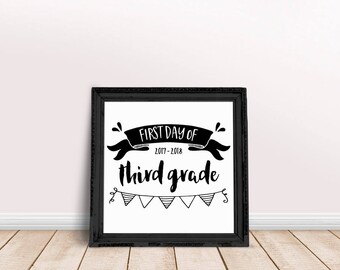 First Day of Third Grade Sign, Chalkboard Sign, First Day of School Chalkboard Sign, Printable Chalkboard Sign, Back to School Chalkboard