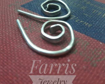 14 gauge sterling silver spiral earrings