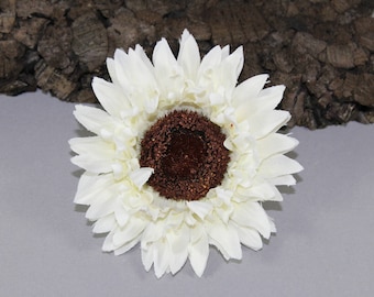Vintage inspired sunflower rockabilly hair flower/Hairflower white