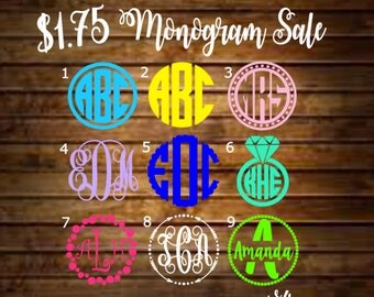 SALE - Monogram Decal/Monogram Sticker/Monogram Car Decal/Vinyl Decal/Vinyl Monogram/Yeti Decal/Car Decal/Laptop Decal/Yeti Cup Decal/Yeti
