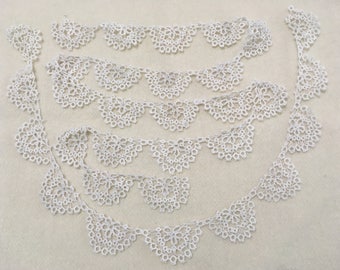 2 Pieces Vintage Tatted Cotton Lace Edging, Lace Trim, total 2 Yards