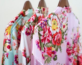 Soft satin floral bridesmaid robe