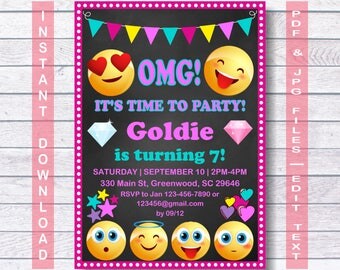 Emoji invitation, Emoji birthday invitation, INSTANT DOWNLOAD, Emoji birthday, Emoji, Emoji Birthday Party, Emoji Party