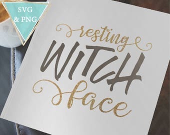 Resting Witch Face Halloween Cut File SVG PNG