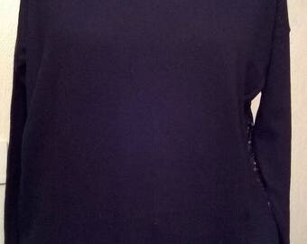 Sweater in cotton, viscose and Black Lace