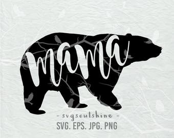 Mama Bear SVG File Mommy Mom Bear Silhouette Cut File Cricut Clipart Print Design Template Vinyl sticker transfer Shirt Design Mother's day