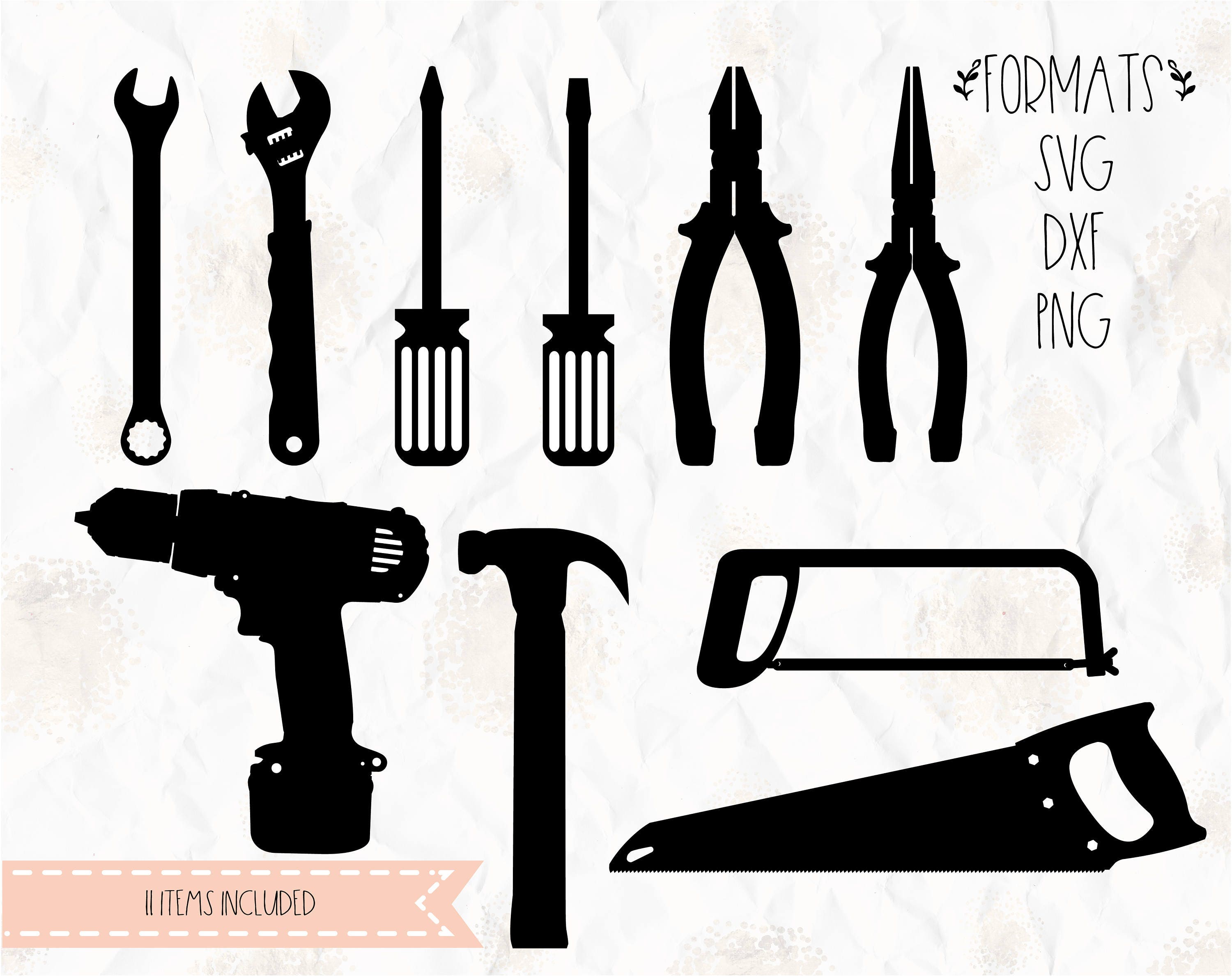 Download Handyman tools, hammer, saw, pliers, drill, screw SVG, PNG ...