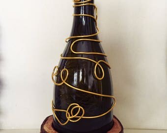 Lampada Bottiglia e Fil di Ferro oro - Lamp Chandelier Bottle Gold