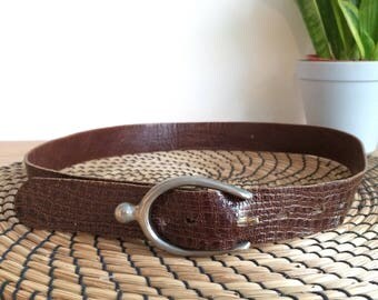 Vintage Leather Belt with Wishbone Buckle