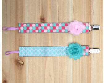 Reversible Pacifier Clip / Polka Dot Clip / Pacifier Holder