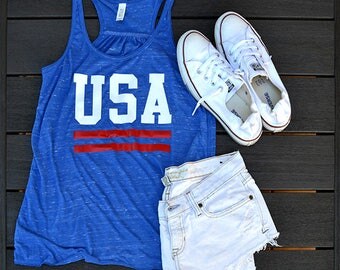 USA, Patriotic, American Pride, 4th of July, Tank top, Racerback, womens tank top, flowy, Classy, America tank top, 4th of July tank top