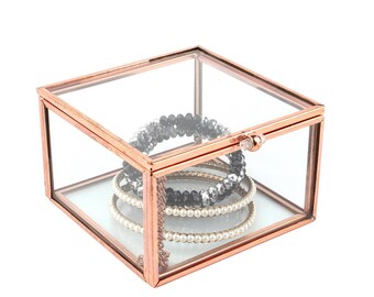 Vintage Chrome Rose Gold Square Decorative Box
