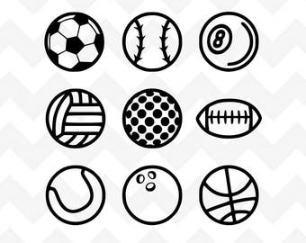 Sports Balls SVG Bundle | Sports svg | Soccer Ball svg | Football svg | Volleyball svg | Silhouette Cricut | Baseball svg cut file |
