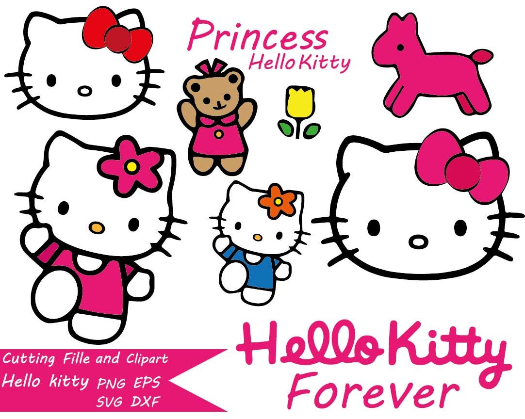 Hello Kitty Monogram Cutting Files and Clipart Svg Png Eps