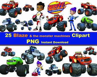 25X Blaze and the monster machines clipart png - printable Digital Clipart Graphic Instant Download